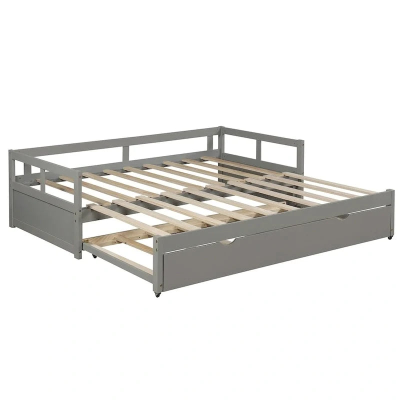 Lit gigogne extensible, Lit gigogne en bois avec tiroir-lit