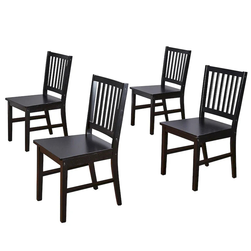 Lot de 4 chaises de salle à manger à barreaux en bois massif, cadre robuste, design classique, montage facile