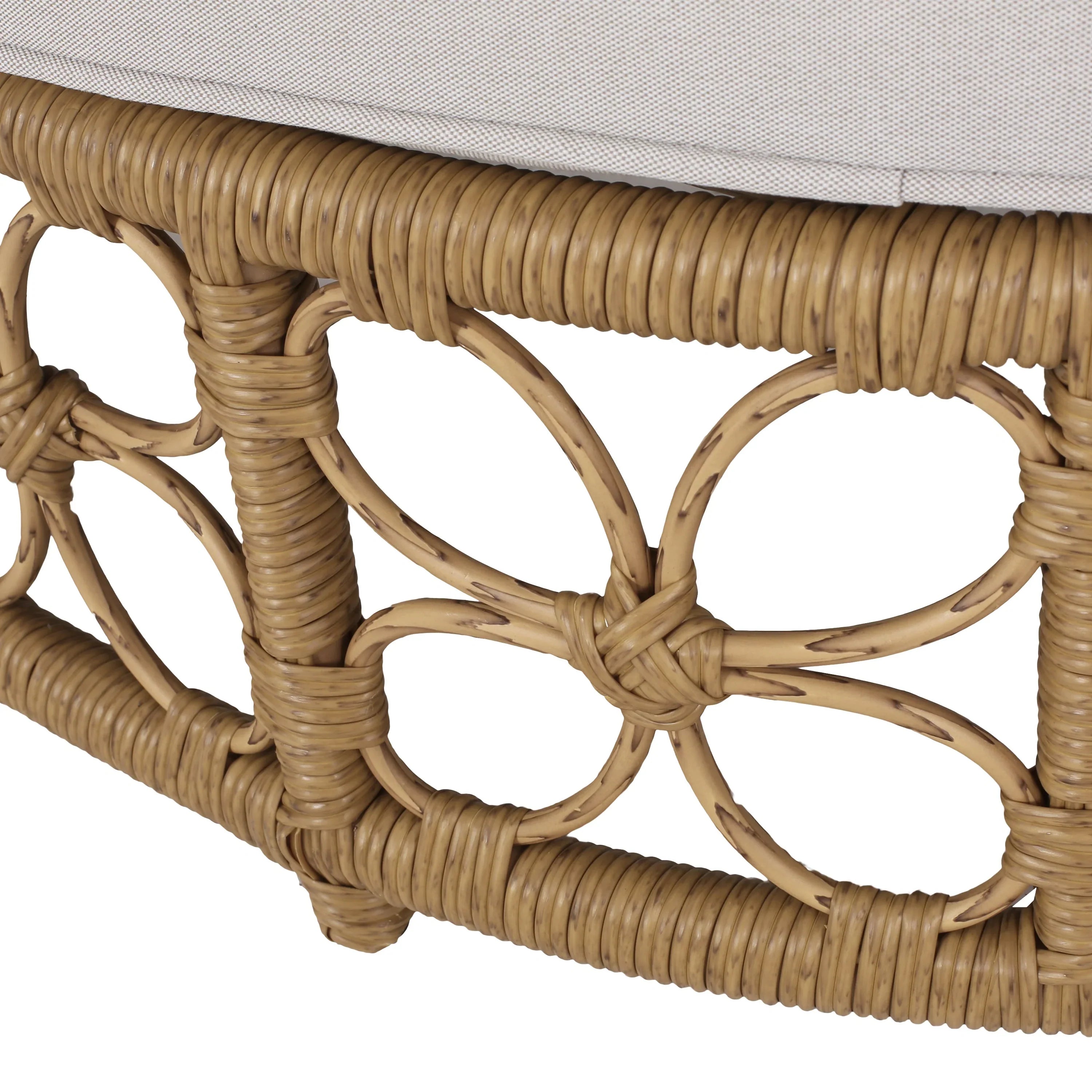 Canapé de jardin Homan en osier avec coussins, marron clair et beige