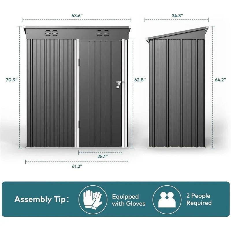 Abri de jardin en métal pour outils avec porte verrouillable pour mobilier de jardin et outils