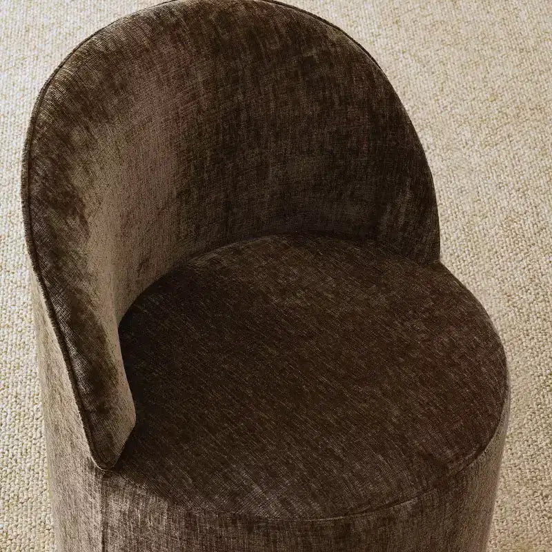 Ensemble de salle à manger moderne pour 6 personnes, table à manger ronde avec pied central, chaises de salle à manger pivotantes à roulettes, tissu chenille texturé - Panipeachy