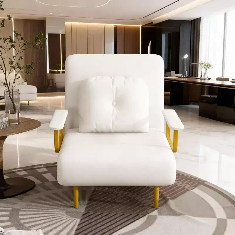 Canapé-lit pliant 3-en-1 convertible en fauteuil - Dossier réglable sur 5 positions avec oreiller, lit d'appoint peu encombrant pour salon, chambre et bureau (Blanc)