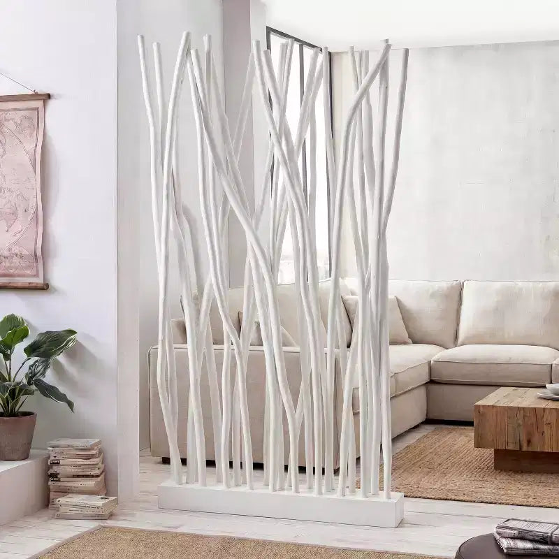 JONATHAN Y Tranquil 39W x 68H Paravent bohème côtier en branches de teck fabriquées à la main, un seul panneau