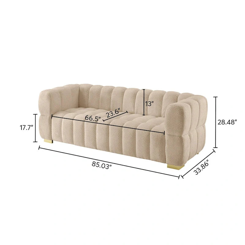 Canapé 85 Moderne en Tissu Gaufre, Canapé Confortable et Décontracté