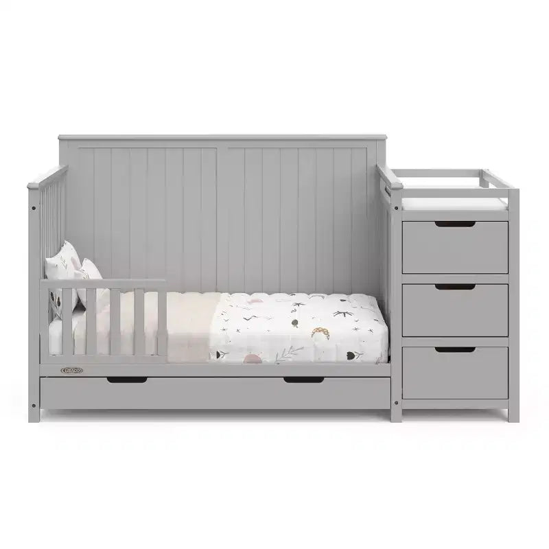 Lit de bébé et table à langer transformable 5-en-1 avec tiroir