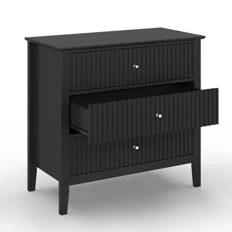 Heynemo Commode 3 Tiroirs, Table de Chevet en Bois Peint de 76 cm de Haut avec Rangement, Grande Commode Moderne avec Coulisses à Roulement à Billes