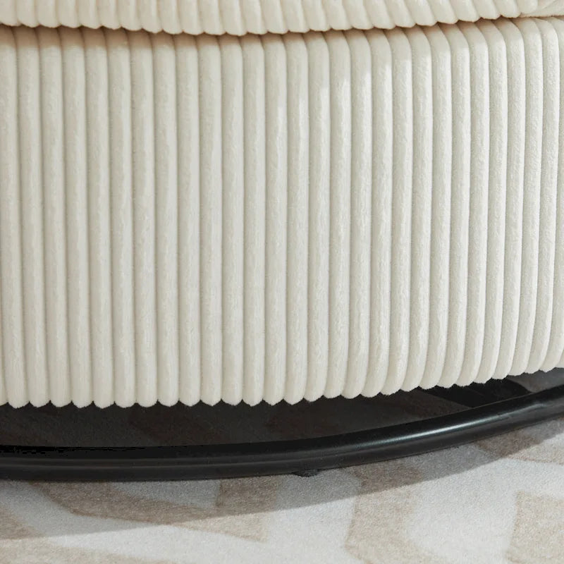 Fauteuil d'appoint pivotant rembourré 42,3 W avec 4 oreillers et pouf de rangement demi-lune
