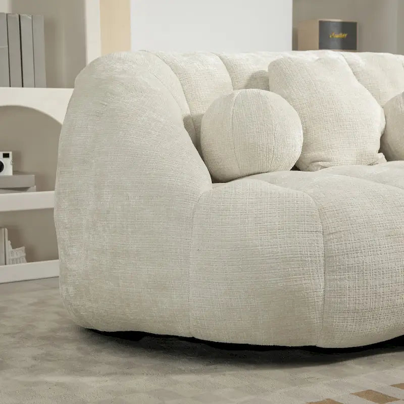 Fauteuil de salon en chenille blanc 63,78 cm avec rembourrage en mousse haute densité
