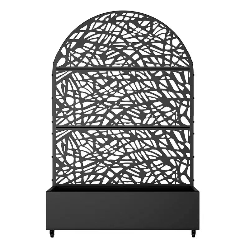 MAYEERTY 72x47 Jardinière arquée en fer noir avec treillis, ensemble de 3 pièces pour décoration de jardin, terrasse et balcon