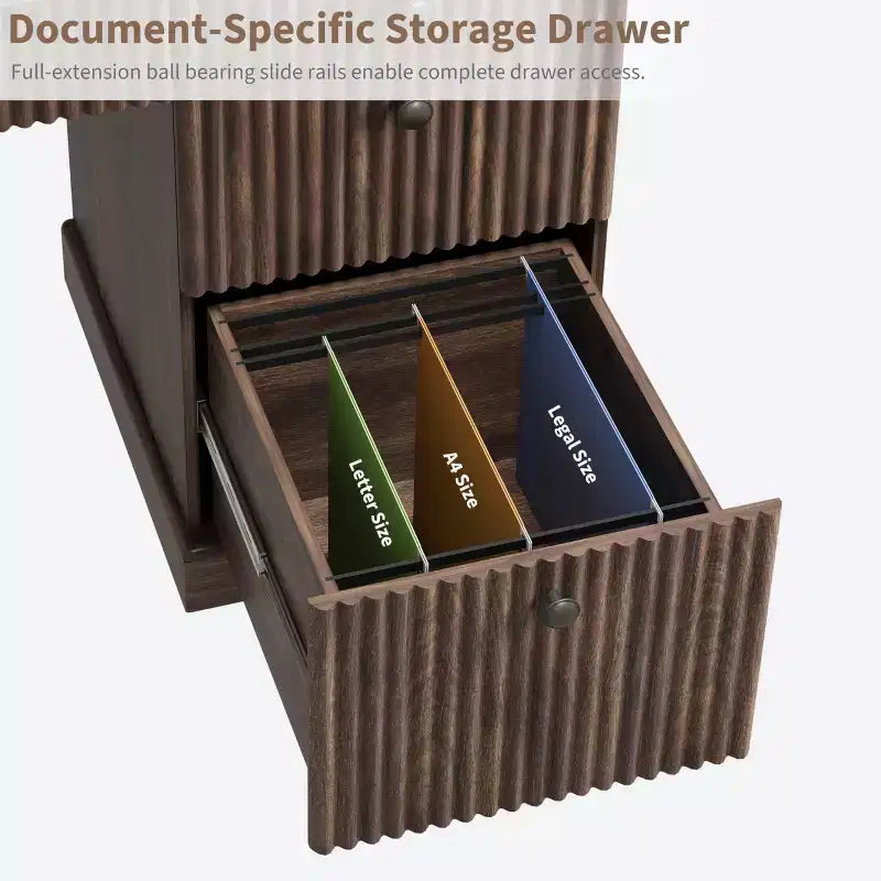 Meuble de rangement de bureau cannelé, bureau de direction moderne de 54 po avec station de recharge, bureau d'ordinateur en bois avec tiroirs classeurs pour bureau d'étude