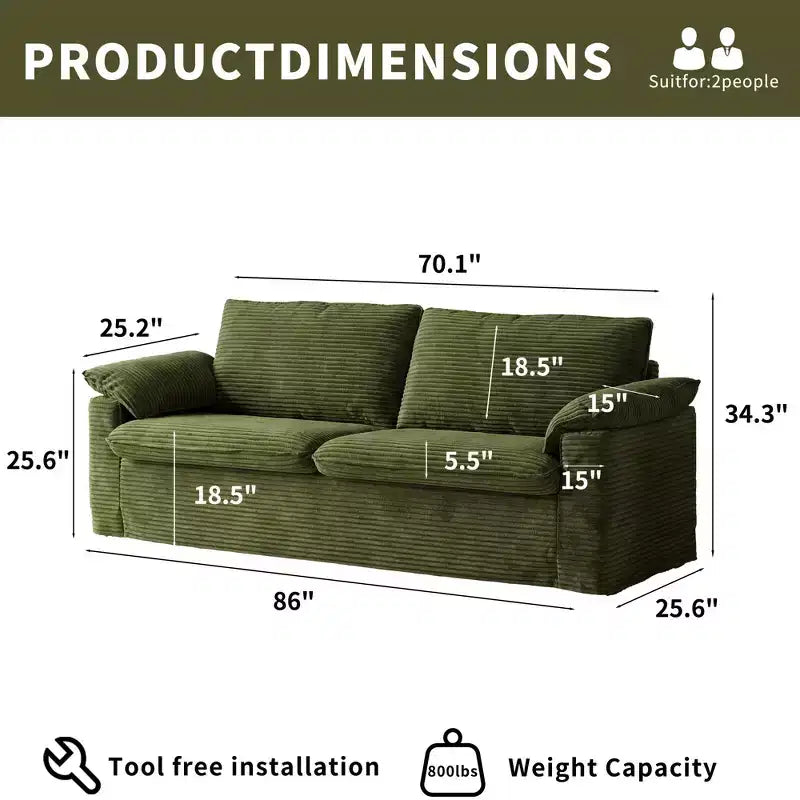 Canapé Dyonery 86 Cloud, assise profonde et accoudoirs larges, cadre robuste, design ergonomique respirant