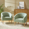 Fauteuil Sheila Modern 30 W Boucle avec pieds en bois massif, lot de 2, par HULALA HOME