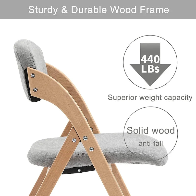 Chaises de salle à manger pliantes empilables en bois avec sièges rembourrés (lot de 4)