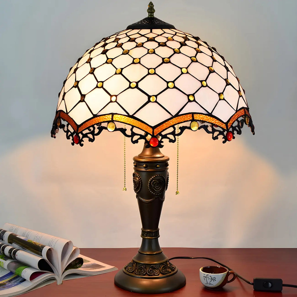 HomeyFad Lampe de table à 2 lumières dôme en verre inoxydable vintage