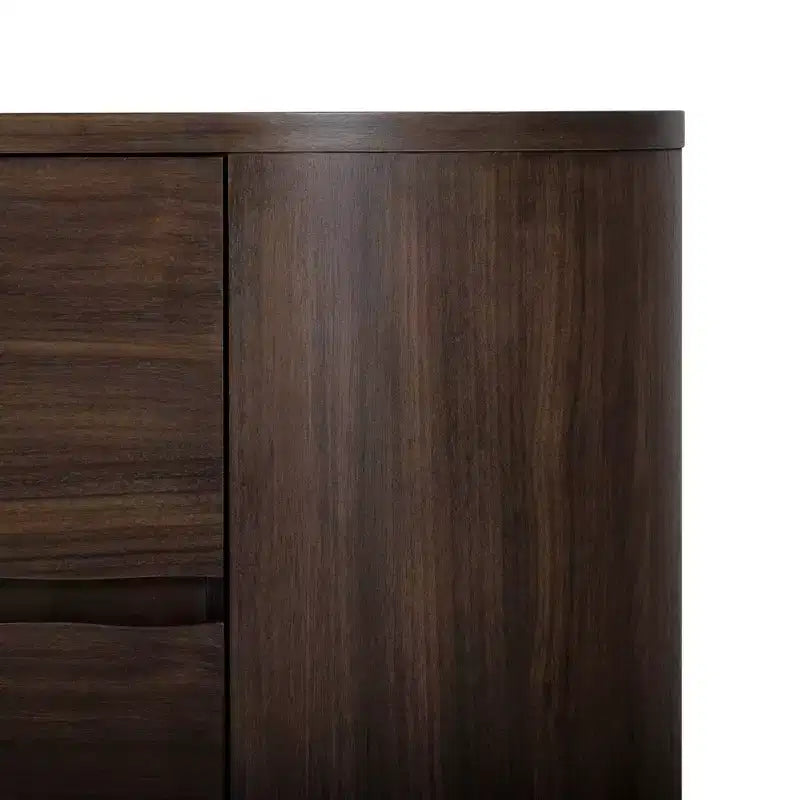 Commode moderne à 6 tiroirs avec plateau Live Edge, piètement en métal et construction en bois mélangé durable