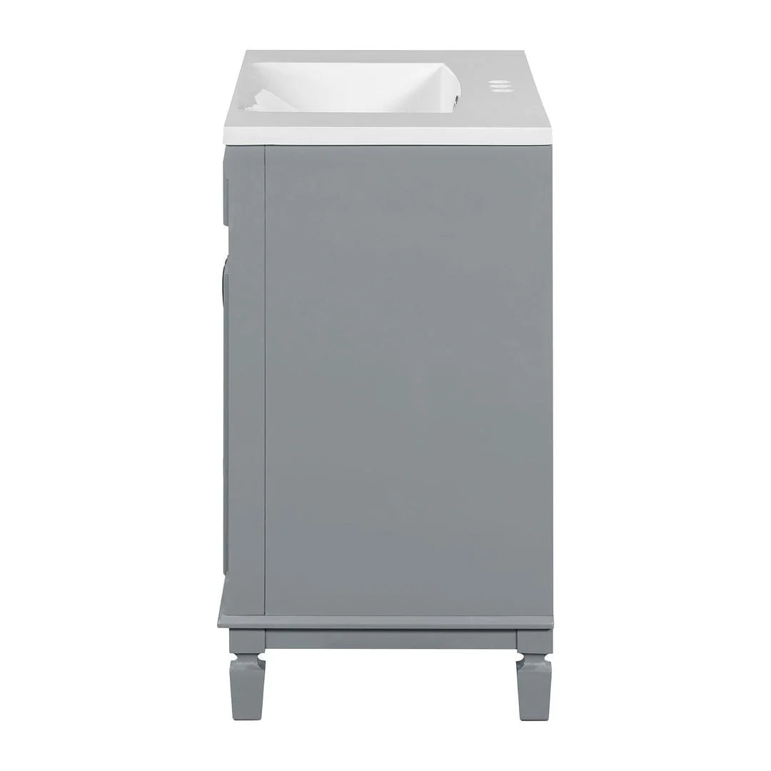 Meuble-lavabo de salle de bain moderne de 91 cm avec lavabo et armoire de toilette, 2 portes et 2 tiroirs