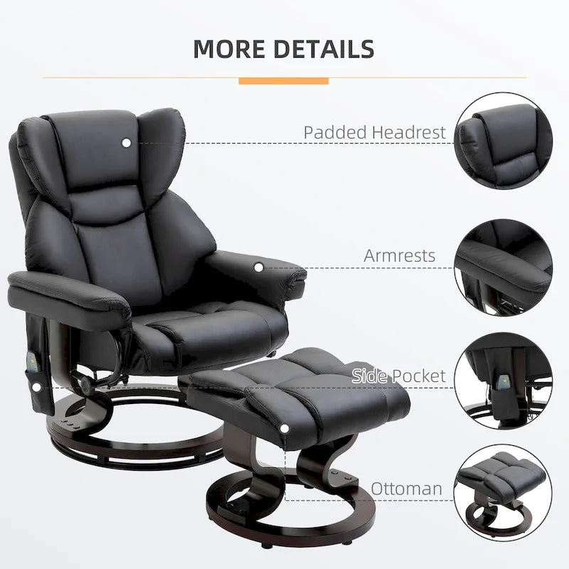 Fauteuil de massage inclinable HOMCOM avec pouf repose-pieds