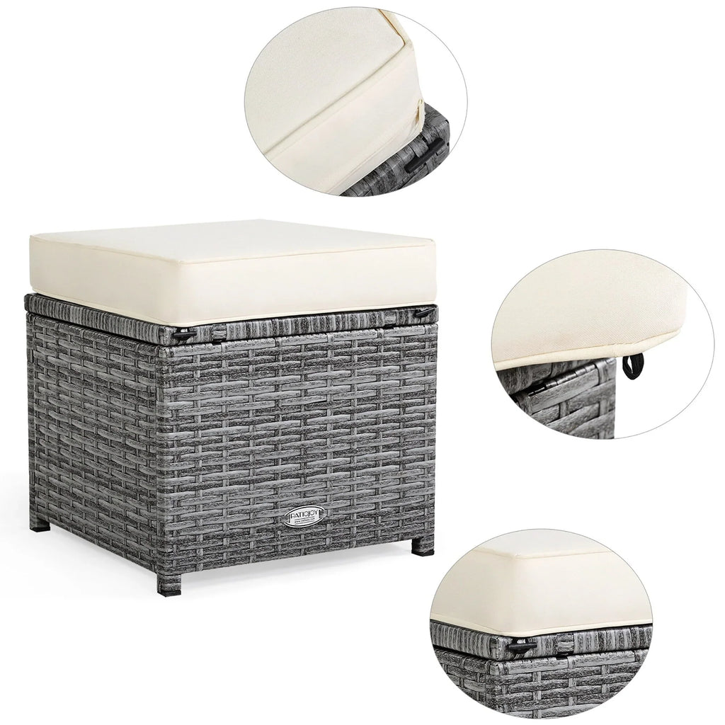 Ensemble de salle à manger Costway 7 pièces en rotin pour terrasse, canapé sectionnel et pouf - Voir détails