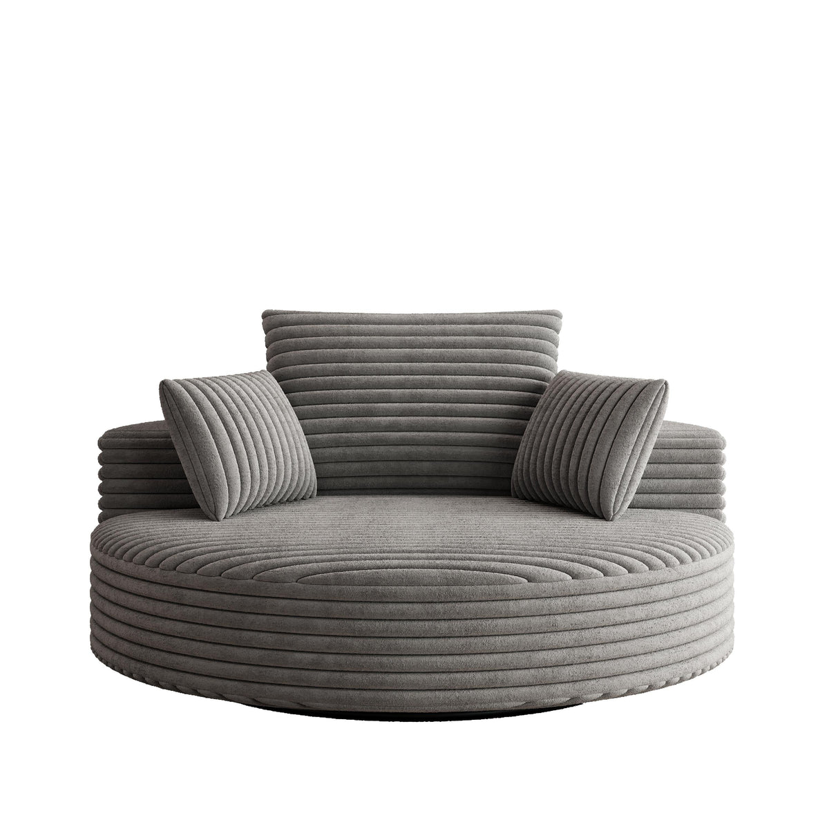 Fauteuil pivotant simple en velours côtelé et chenille avec rembourrage en mousse