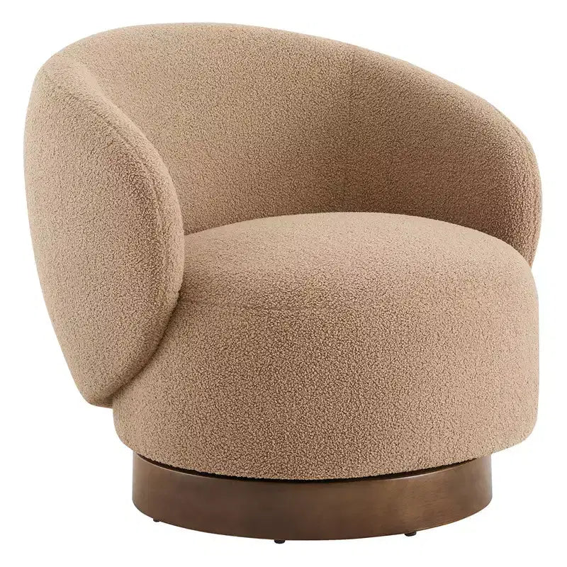 Fauteuil d'appoint pivotant Spruce&Spring en tissu avec base en bois
