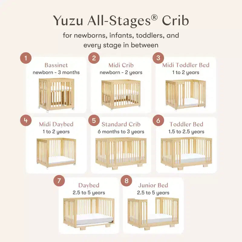 Lit de bébé convertible 8-en-1 Yuzu de Babyletto avec kits de conversion toutes étapes