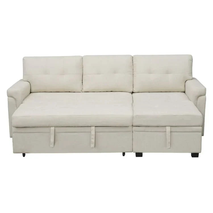 Canapé d'angle réversible convertible avec lit gigogne, méridienne de rangement et pieds durables