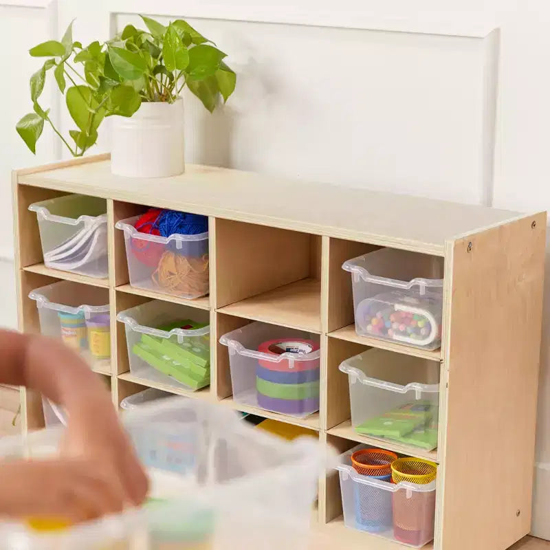 Meuble de rangement à roulettes Cubby avec 15 bacs à ouverture frontale, 3x4, Meuble pour enfants
