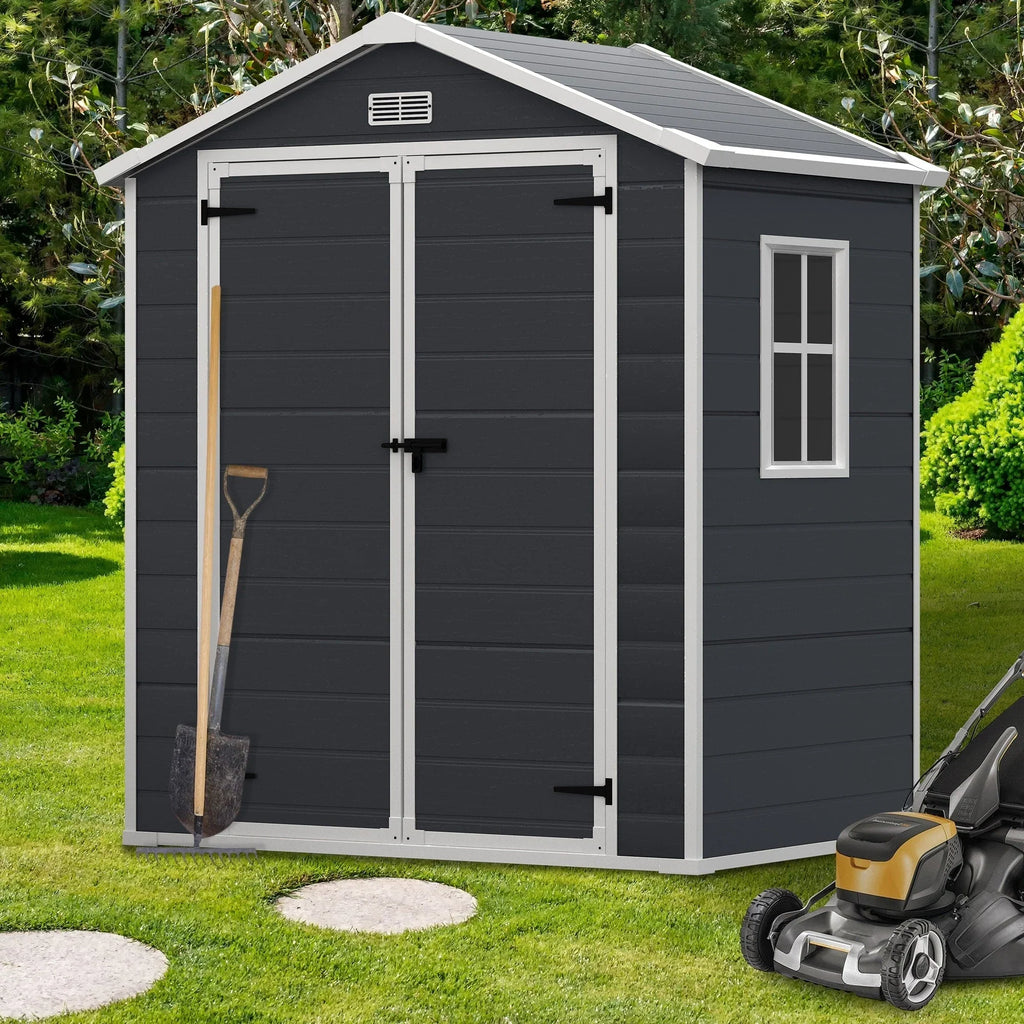 Abri de jardin en résine toutes saisons avec plancher, 1,8 m x 1,2 m/1,8 m x 2,4 m/2,4 m x 1,8 m/2,4 m x 3 m, Spire Tool Shed