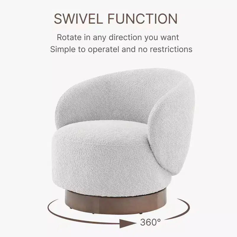 Fauteuil d'appoint pivotant Spruce&Spring en tissu avec base en bois