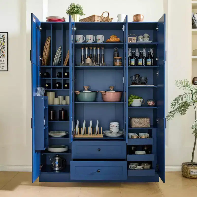 Garde-manger de cuisine autoportant Whisen 71''H, grand buffet de salle à manger avec 6 portes et étagères réglables