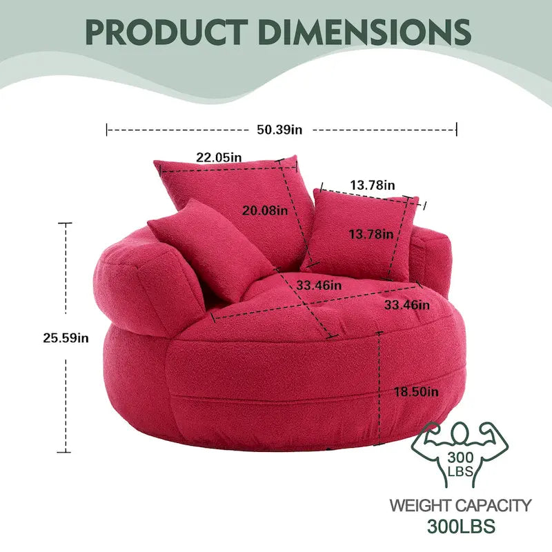 Fauteuil paresseux rond – Blanc/Bleu/Gris/Jaune/Orange/Rouge rosé/Bleu marine/Vert, Siège simple et double