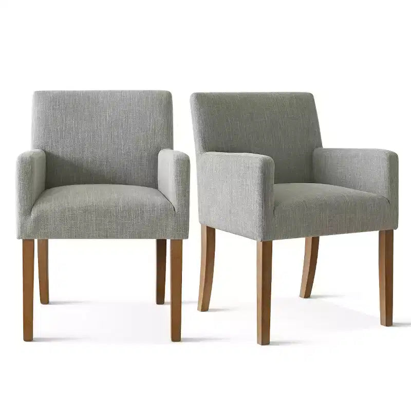 Lot de 6 chaises de salle à manger capitonnées avec accoudoirs, fauteuils modernes en lin avec pieds en bois, chaises d'appoint pour salle à manger, salon – Panipeachy