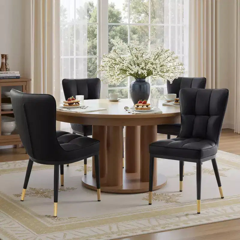 Bekrvio Lot de 6 chaises de salle à manger, modernes, rembourrées, en similicuir, avec haut dossier, pieds en métal, chaises de cuisine sans accoudoirs pour salon et salle à manger