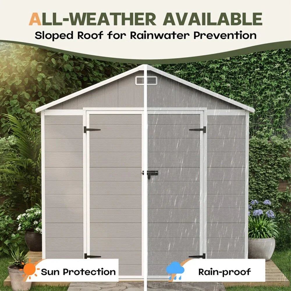 Abri de jardin en résine toutes saisons avec plancher, 1,8 m x 1,2 m/1,8 m x 2,4 m/2,4 m x 1,8 m/2,4 m x 3 m, Spire Tool Shed