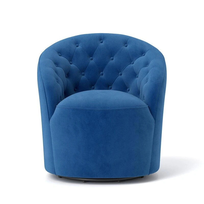 Fauteuil baril pivotant à 360 degrés SEYNAR moderne en velours avec dossier capitonné, lot de 2