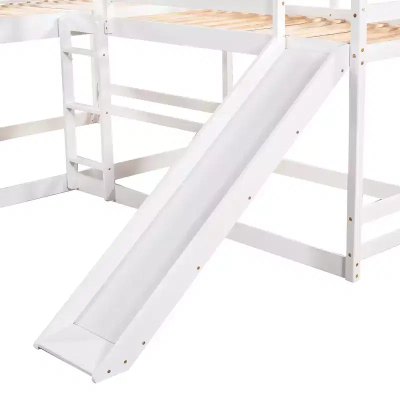 Lits superposés en L pour 4 enfants, lits superposés quadruples avec toboggan, lits superposés en bois doubles et jumeaux pour chambre à coucher ou dortoir