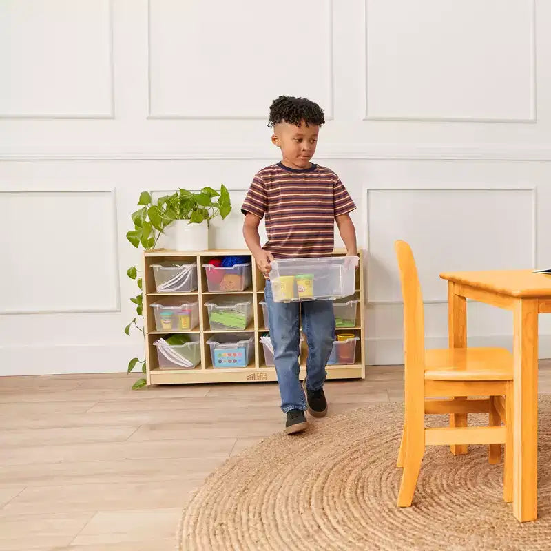 Meuble de rangement à roulettes Cubby avec 15 bacs à ouverture frontale, 3x4, Meuble pour enfants
