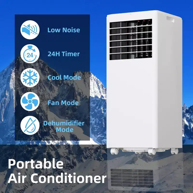 Climatiseur portable 8 000 BTU - 3-en-1 : refroidissement, déshumidificateur et ventilateur pour 32,5 m² avec mode nuit et garantie d'un an
