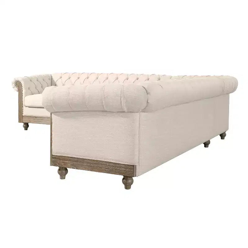 Grand canapé sectionnel rétro Mirod avec pieds en bois, design modulaire confortable pour le salon, le séjour et les espaces familiaux