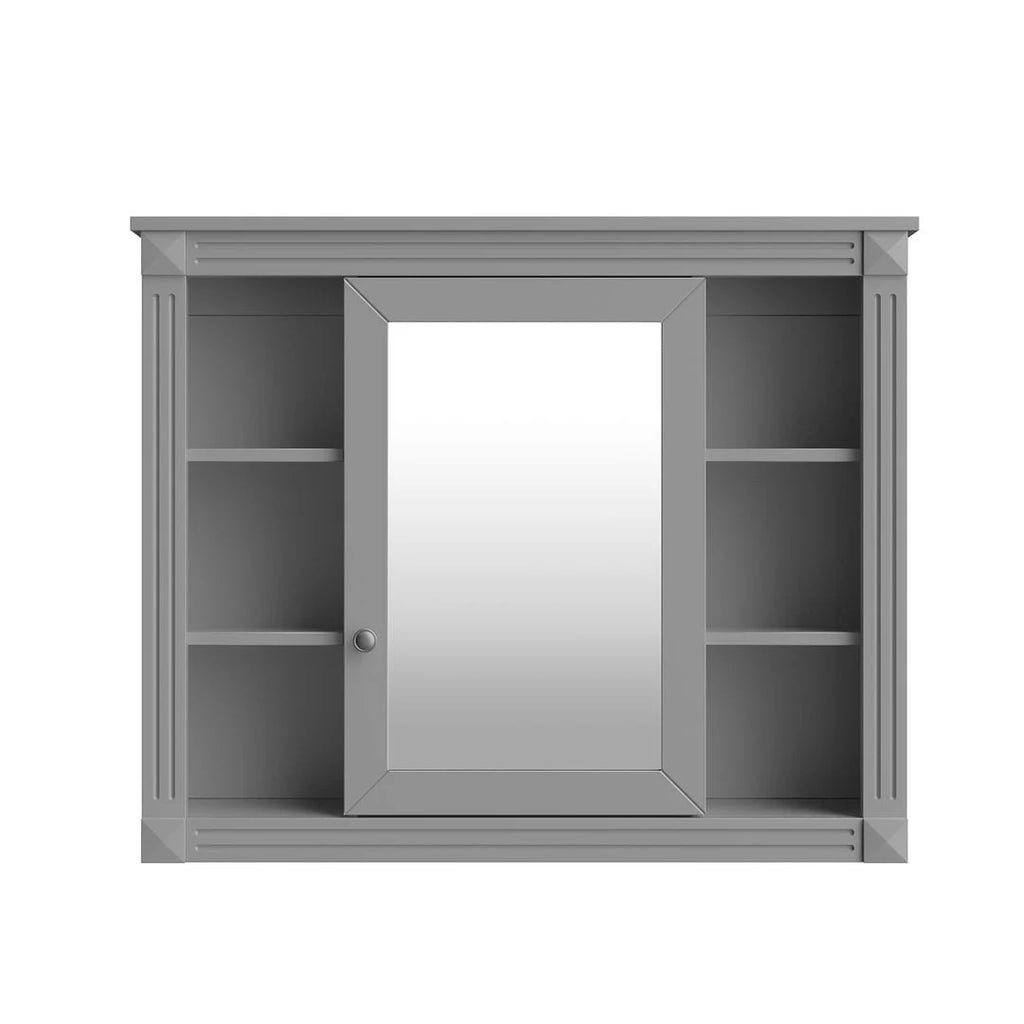 Meuble-lavabo de salle de bain moderne de 91 cm avec lavabo et armoire de toilette, 2 portes et 2 tiroirs