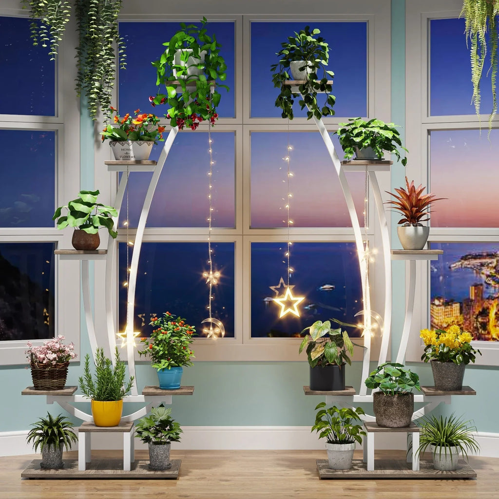 Étagère à plantes d'intérieur, porte-fleurs à 6 niveaux pour jardin - Lot de 2