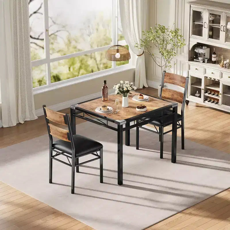 Ensemble table à manger pour 4 personnes, avec 4 chaises rembourrées, ensemble de 5 pièces de table de cuisine en bois avec protecteur de coin pour cuisine, appartement, petit espace.