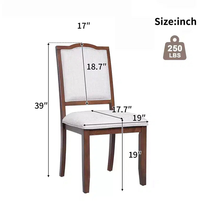 Lot de 4 chaises de salle à manger de style ferme avec dossier haut et assise rembourrée