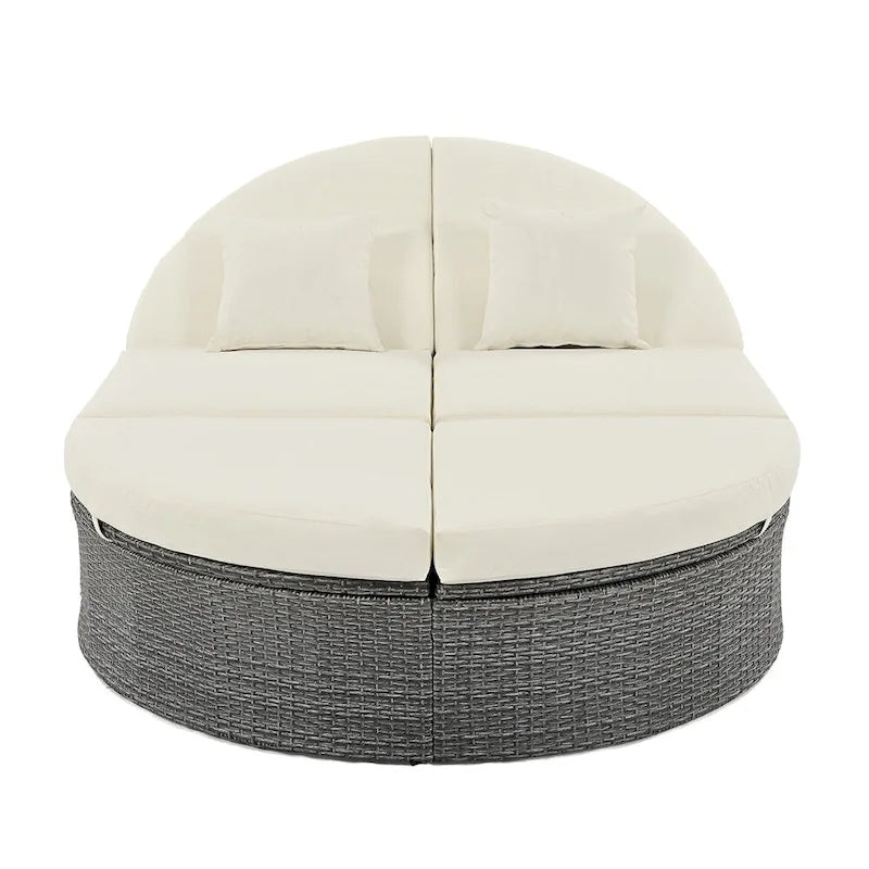 Lit de soleil extérieur double pour terrasse avec coussins et oreillers