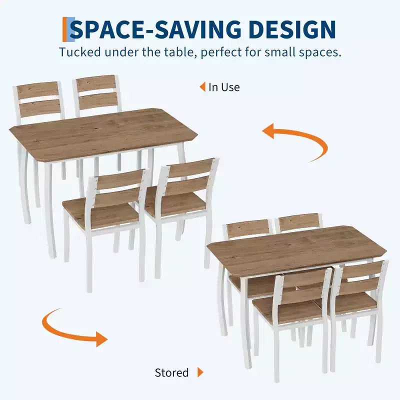 Ensemble de table et 4 chaises de cuisine avec cadre métallique, design biseauté