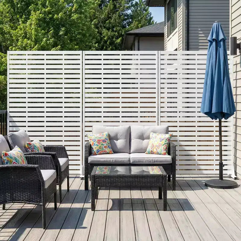 MAYEERTY 72x47 Écran de confidentialité extérieur naturel blanc, séparateur pliable naturel en 6 pièces pour jardin et cour arrière