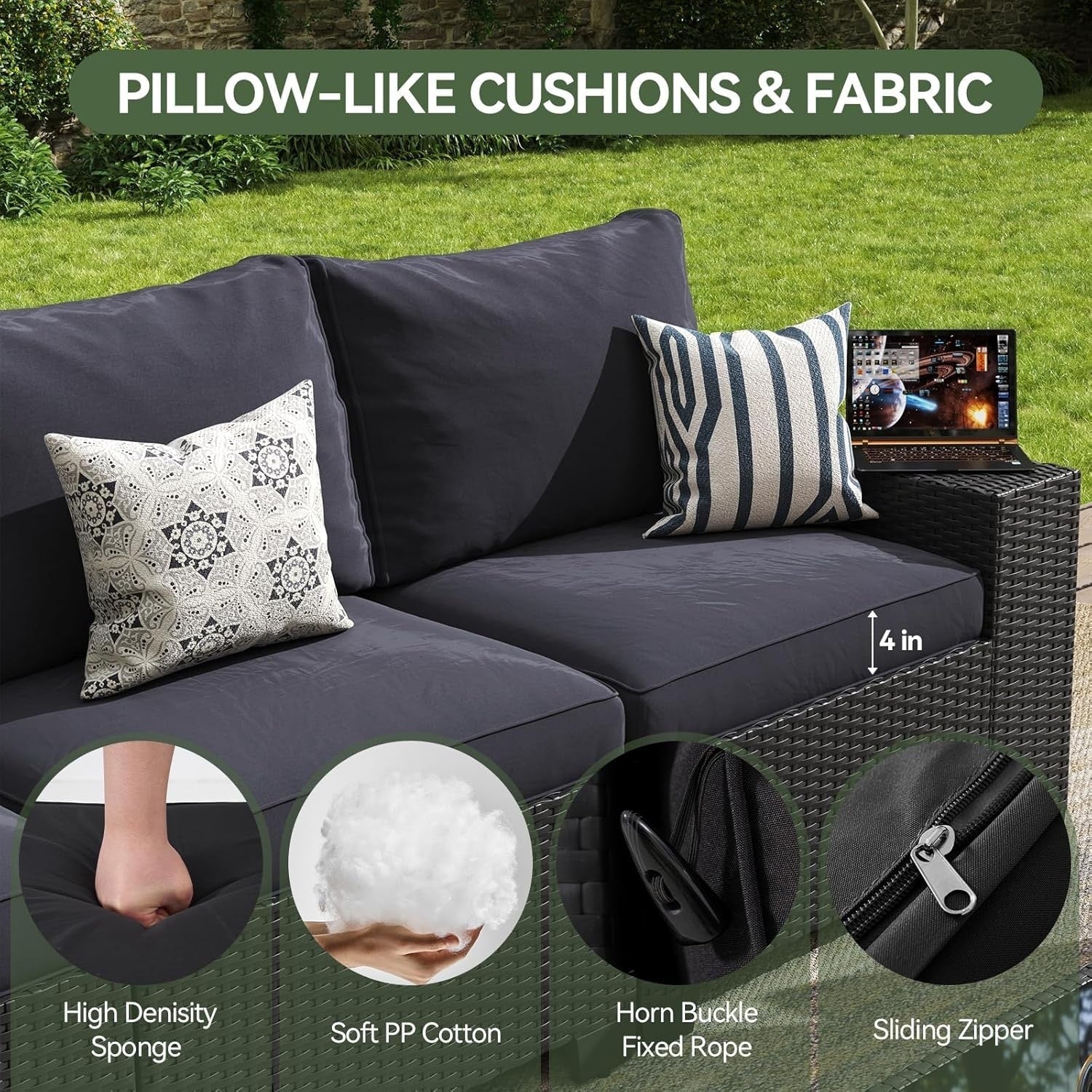 Salons de jardin avec coussins de 10 cm d'épaisseur