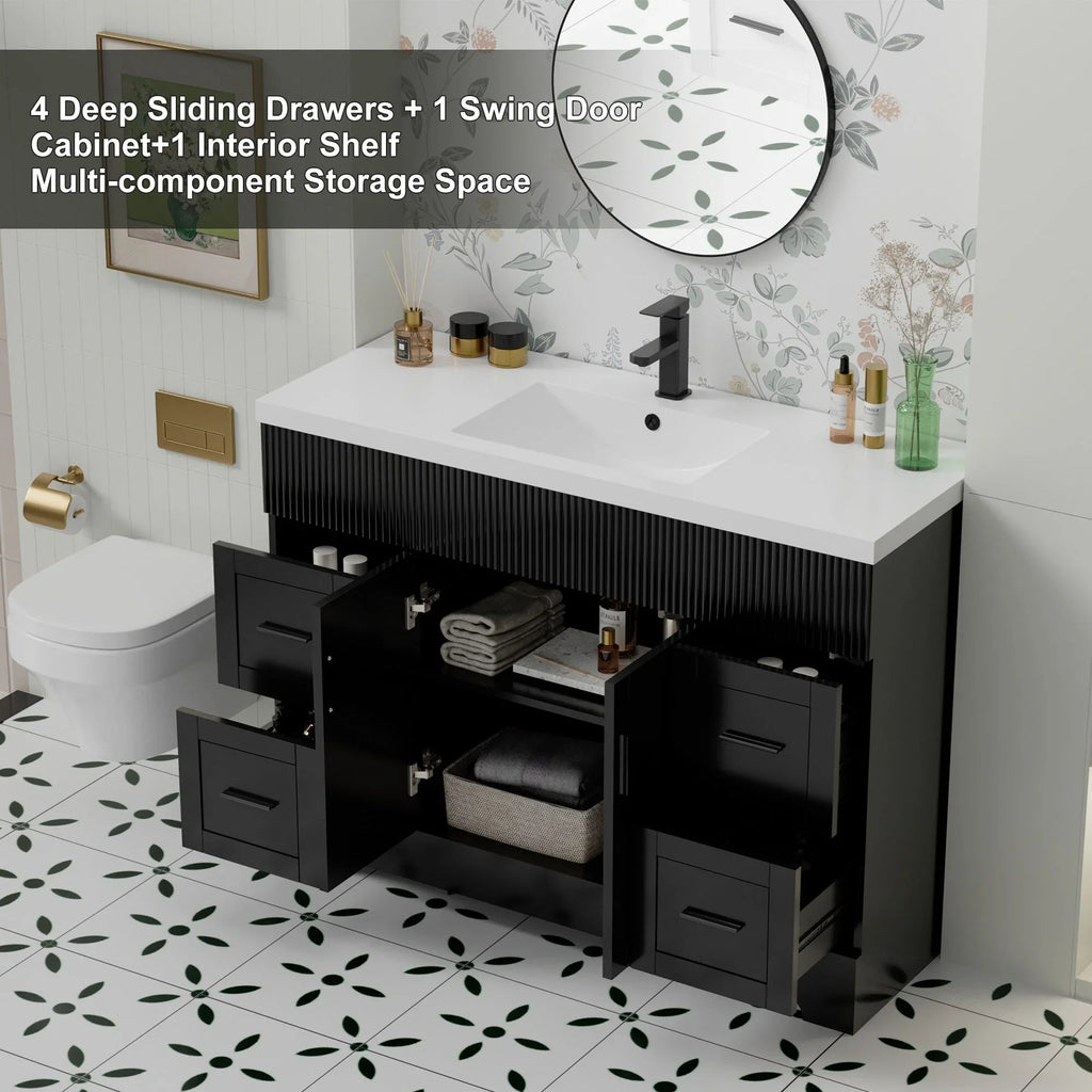 Meuble-lavabo de salle de bain Wavy Line 30/36/48 avec évier et robinet