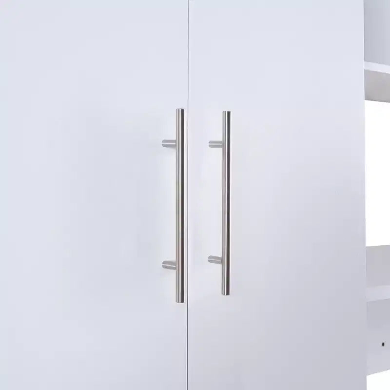 Lit escamotable mural simple, cadre de lit escamotable en bois avec armoire intégrée, tiroirs de rangement et étagères ouvertes, blanc - ModernLuxe