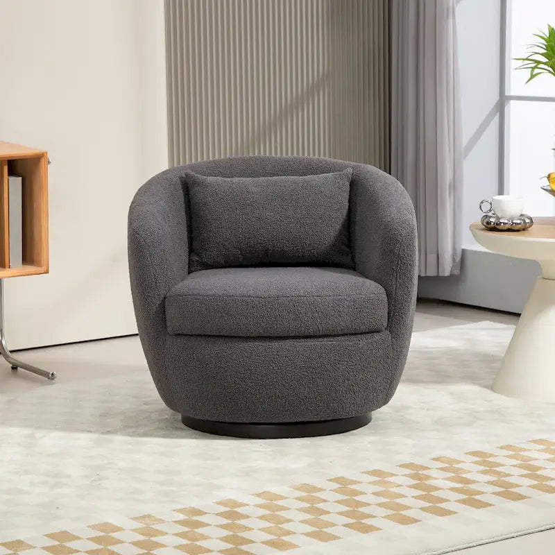 Fauteuil club pivotant rembourré avec rangement, chaise d'appoint moderne pour salon, chambre, bureau ou coin lecture